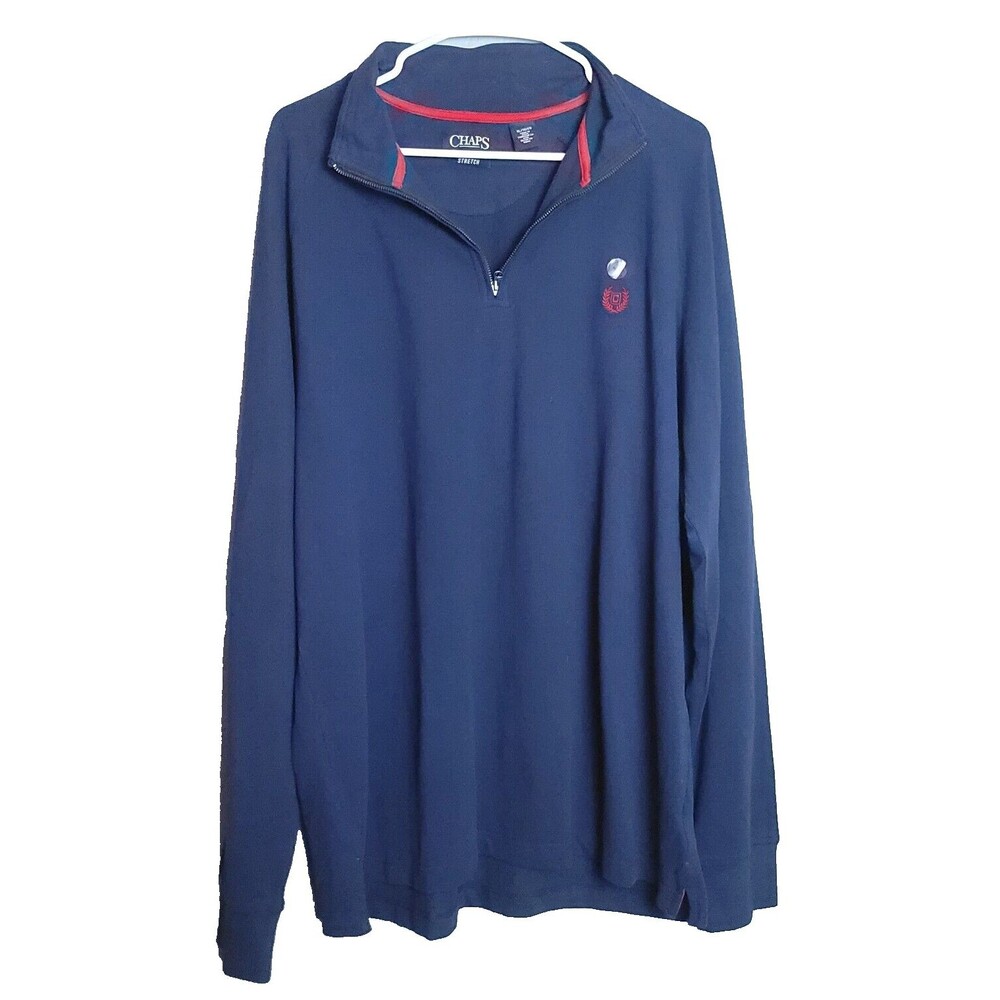 Chaps Rugby Navy Blue Long Sleeved Polo Shirt REGULAR Men's Size XL